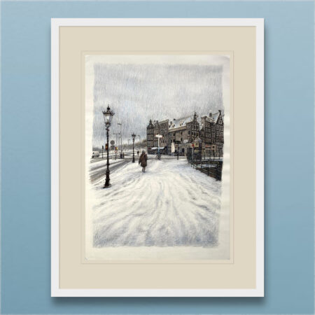 Prins Hendrikkade drawing framed on wall