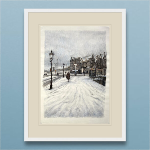 Prins Hendrikkade drawing framed on wall